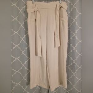 Women's Cream Wide-Leg Jumpsuit with Tie Waist
